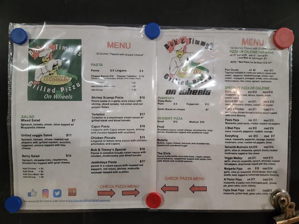 Bob & Timmy's Grilled Pizza on Wheels Menu image 1